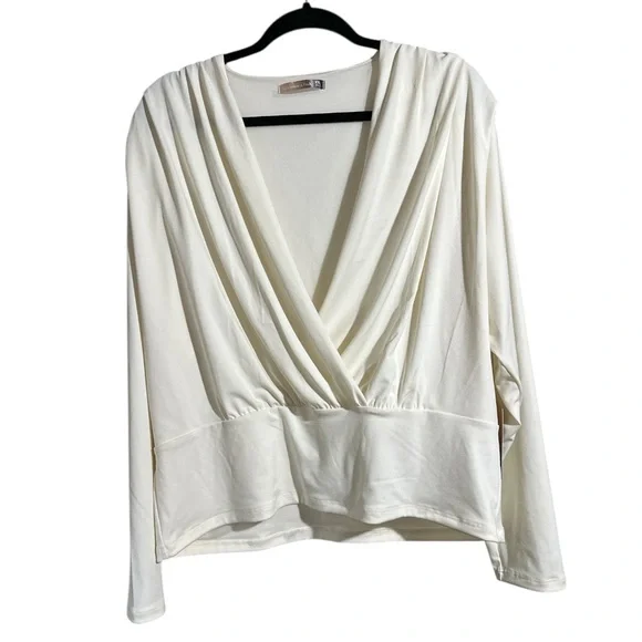 Abercrombie & Fitch Cream Drape V-Neck Blouse NWT XXL - Picture 1 of 7